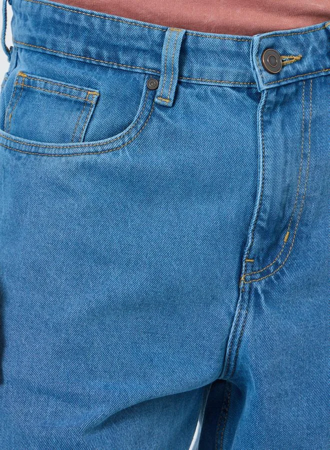 ستايلي بنطال جينز مغسول قصة فضفاضة بخصر متوسط